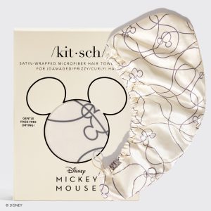 Mickey/ Minnie x Kitsch Satin-Wrapped Hair Towel Mickey Maze - Cream